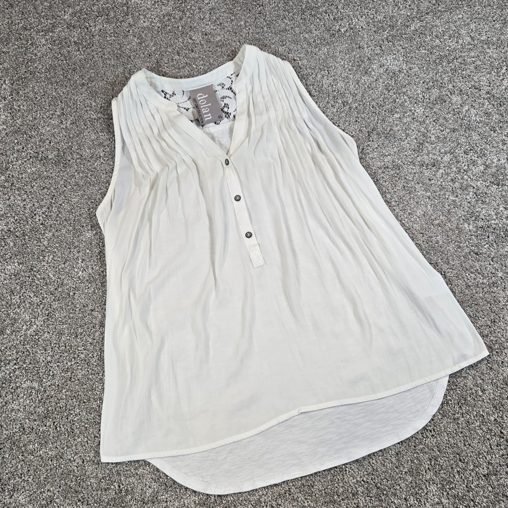 Anthropologie Dolan Left‎ Coast Flowy Top  Womans XS White Sleeveless Lace Back